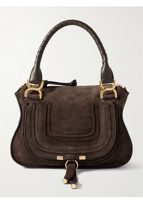 Chloé - Marcie Small Leather-trimmed Suede Shoulder Bag - Brown - One size