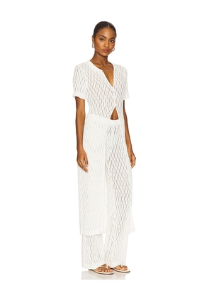 MINKPINK Kirra Pointelle Knit Top in Ivory. Size L. Also in M, S.