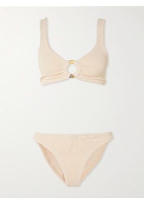 Hunza G - Julia Embellished Seersucker Bikini - Pink - Beachwear One Size