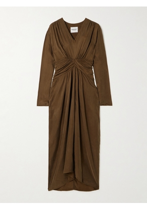 Marant Étoile - Zamiya Draped Satin-twill Midi Dress - Brown - FR 34,FR 36,FR 38,FR 40,FR 42,FR 44