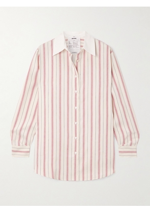BETTTER - Linden Poplin-trimmed Striped Silk And Linen-blend Shirt - Multi - xx small,x small,small,medium,large,x large