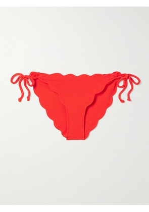 Marysia - Mott Scalloped Seersucker Bikini Briefs - Red - x small,small,medium,large