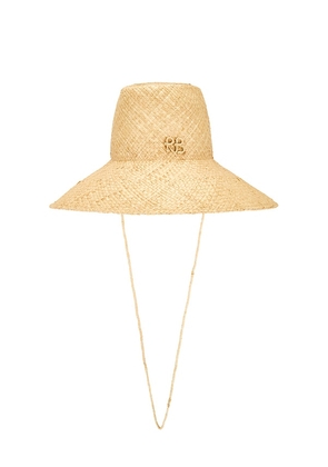 Ruslan Baginskiy Monogram-Embellished Wide Brim Hat in Cream. Size L. Also in M, S.