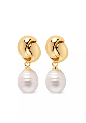 Nialaya Jewelry gold knot pearl earrings