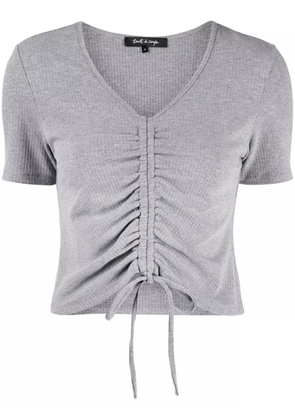 tout a coup ribbed-knit drawstring cropped top - Grey