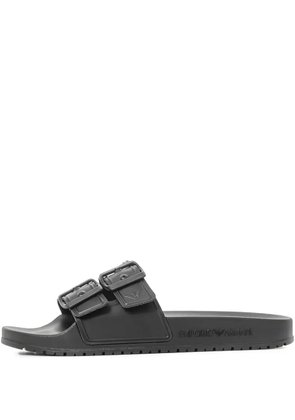 Emporio Armani double-buckle slides - Black