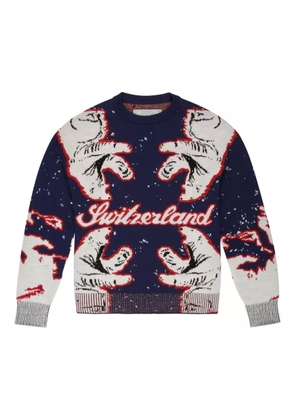 Bally bear-pattern Switzerland sweater - Blue