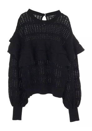 CHANEL Pre-Owned 1986-1988 frill knitted top - Black
