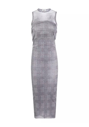 Jean Paul Gaultier mesh-panelled check maxi dress - Grey