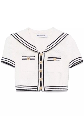 Self-Portrait textured knitted top - White