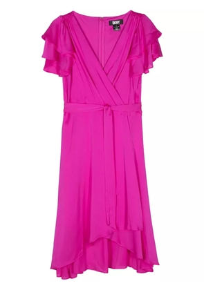 DKNY ruffle-detail midi dress - Pink