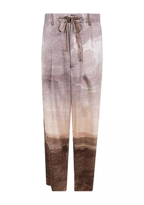 Pierre-Louis Mascia landscape-print drawstring trousers - Neutrals
