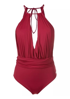 Brigitte keyhole-detail halterneck swimsuit - Red