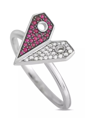 LB Exclusive 14K white gold Heart diamond and ruby ring - Silver