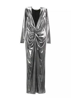 ROSERRY twist-front metallic-effect maxi dress - Silver