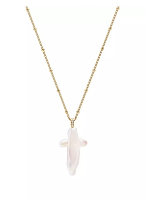 Nialaya Jewelry Pearl Cross chain necklace - Gold