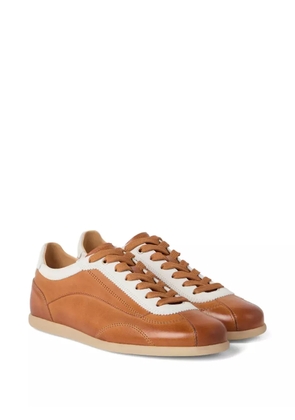 Brunello Cucinelli calfskin contrast-panel sneakers - Brown