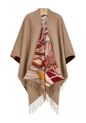 Ferragamo fringed reversible cape - Neutrals