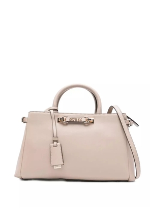 GUESS USA double-handle logo-plaque tote bag - Neutrals