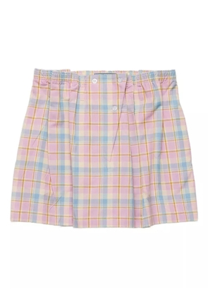 Prada checked gathered-waist mini skirt - Pink