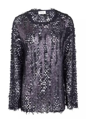 Aviù sequin-embellished frayed sweater - Black