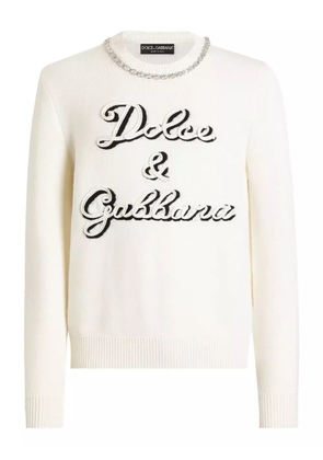 Dolce & Gabbana embellished logo sweater - White