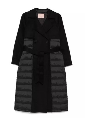 TWINSET double-breasted quilted-panel coat - Black
