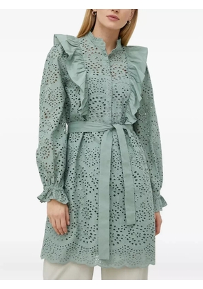 Bruuns Bazaar eyelet-embroidered ruffle mini dress - Green