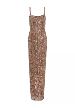 Jenny Packham sequin-embellished fringe-detail maxi dress - Pink