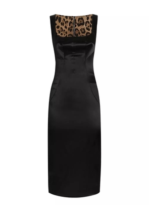 Dolce & Gabbana square-neck satin midi dress - Black
