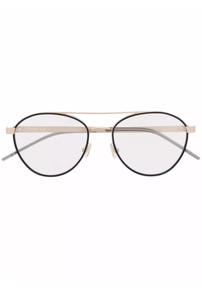 BOSS polished-effect round-frame glasses - Black