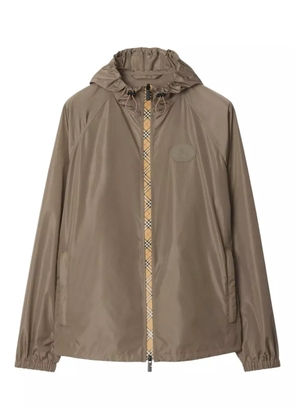 Burberry check-trimmed hooded jacket - Brown