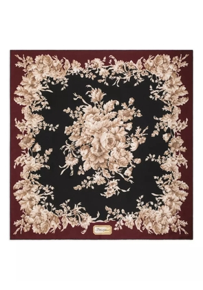 Dolce & Gabbana floral-border silk scarf - Black