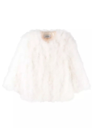 Yves Salomon feather-trim jacket - Black