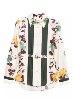 P.A.R.O.S.H. rose-print belted shirt - Neutrals