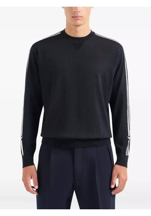 Emporio Armani stripe-detail crew-neck sweater - Black