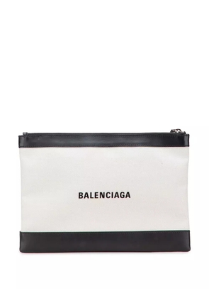 Balenciaga Pre-Owned 2006-2018 M Canvas Navy Clip clutch bag - White