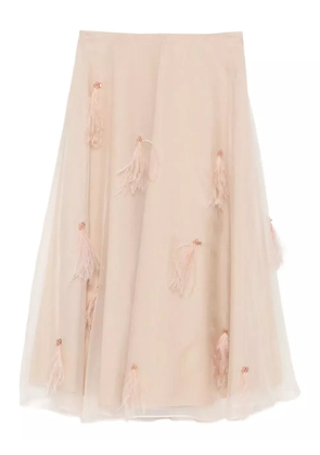Dorothee Schumacher feather-embellished tulle skirt - Neutrals