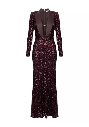 Elisabetta Franchi sequin-embellished jewelled maxi dress - Red