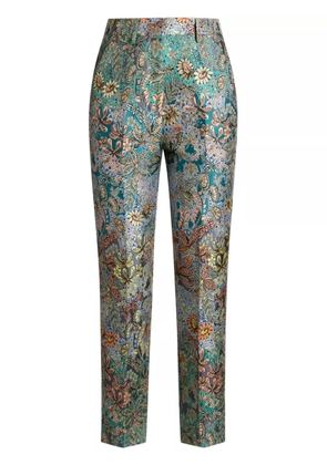 ETRO floral-jacquard cigarette trousers - Blue
