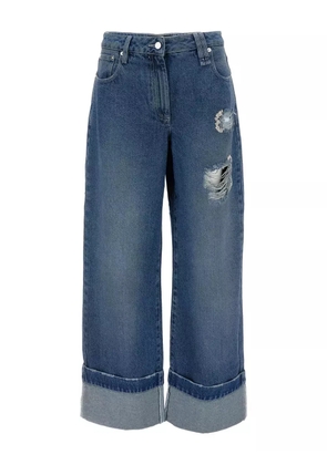 Simone Rocha distressed folded-cuff denim jeans - Blue