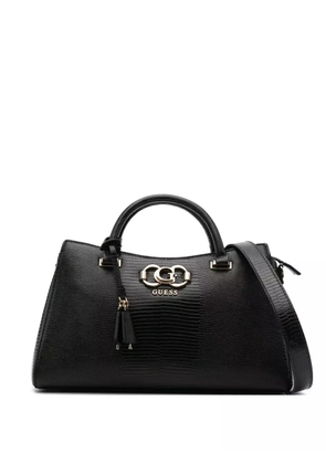 GUESS USA logo-plaque snakeskin tote bag - Black