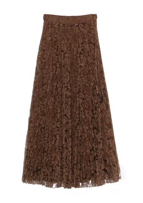 Ermanno Scervino pleated lace midi skirt - Brown