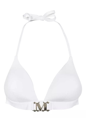 Max Mara logo-plaque triangle bikini top - White