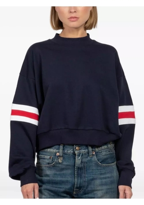 FREEDÉR mock-neck stripe-sleeve sweater - Blue