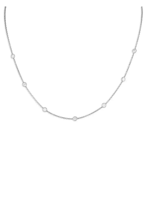 LB Exclusive 18K white gold diamond station necklace - Silver