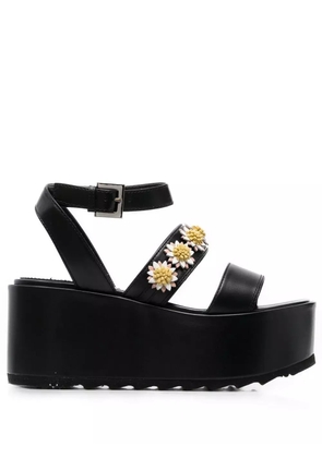 Fabrizio Viti flower-applique detail 80mm sandals - Black