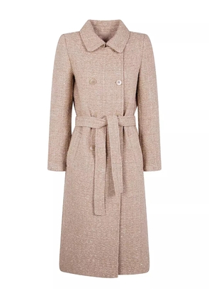 TWINSET sequin-embellished belted coat - Brown