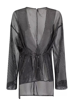 Maria Calderara mesh tie-fastening jacket - Black