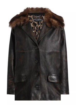 Dolce & Gabbana leather coat - Brown